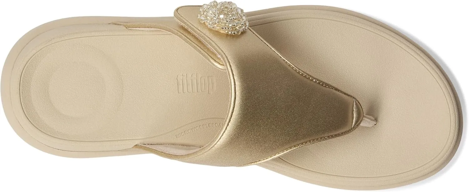 FitFlop Women's F-Mode Go Beadie-Button Adj. Flatform Toe/Post Sandals Wedge