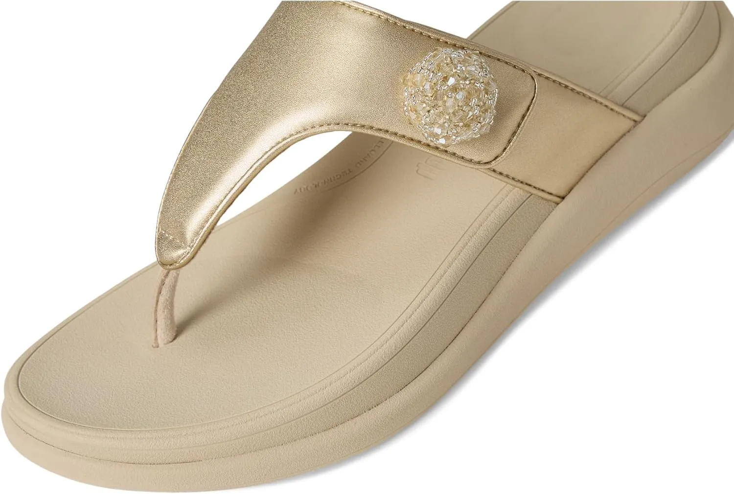 FitFlop Women's F-Mode Go Beadie-Button Adj. Flatform Toe/Post Sandals Wedge
