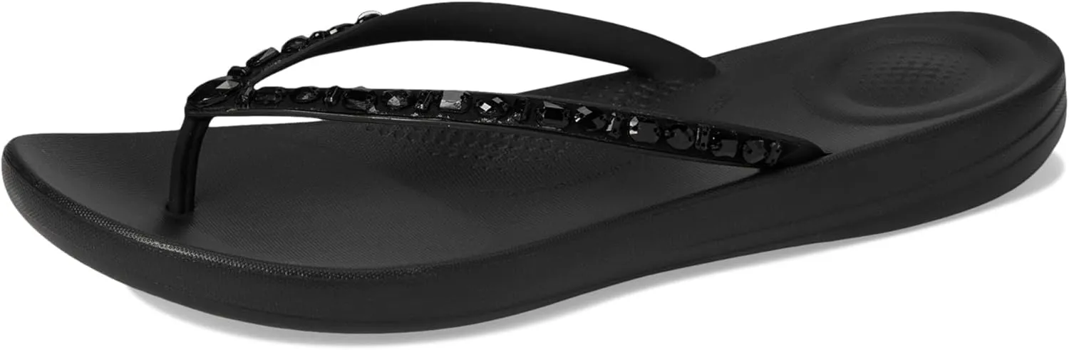 FitFlop Women's Iqushion Multi-Crystal Ergonomic Flip-Flops Wedge Sandal