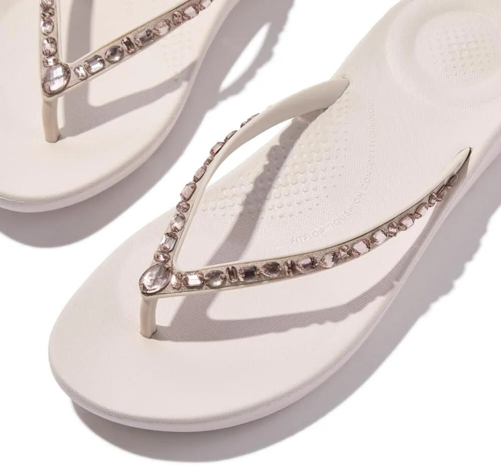 FitFlop Women's Iqushion Multi-Crystal Ergonomic Flip-Flops Wedge Sandal