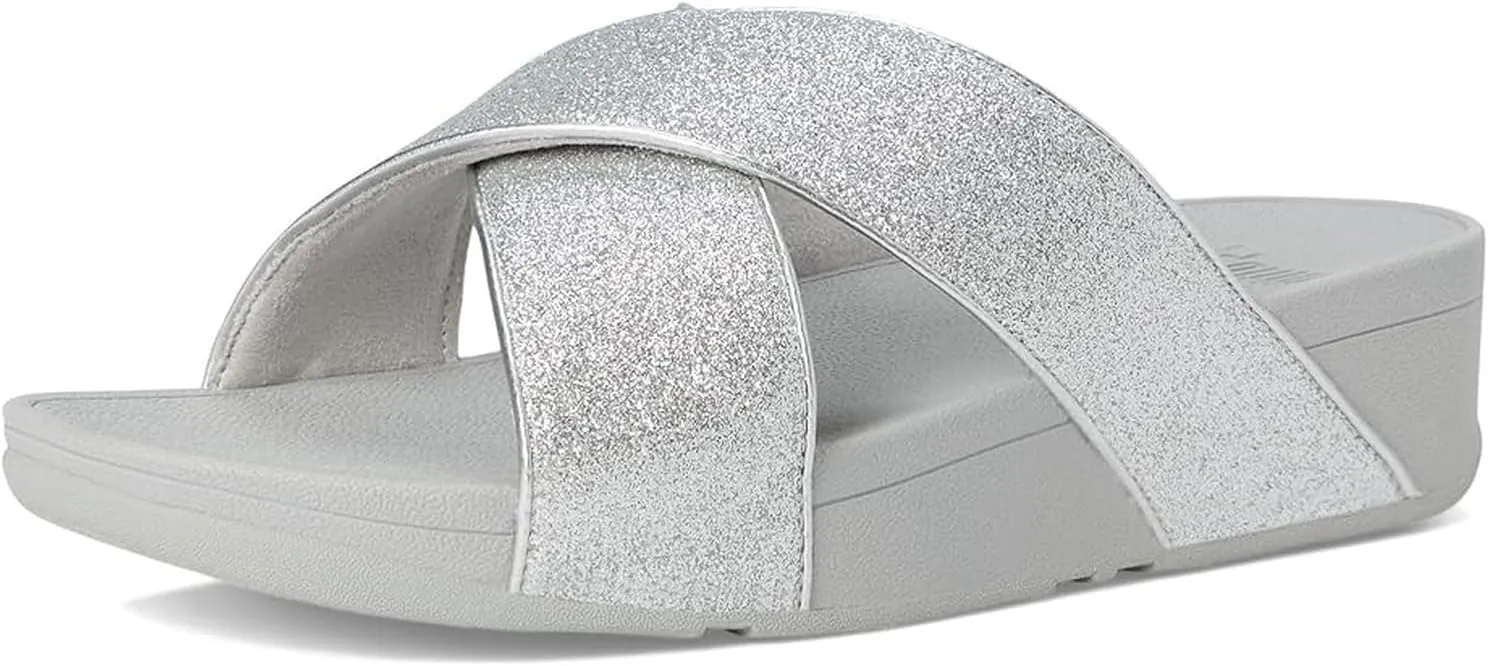 FitFlop Women's Lulu Glitterdust Cross Slides Wedge Sandal