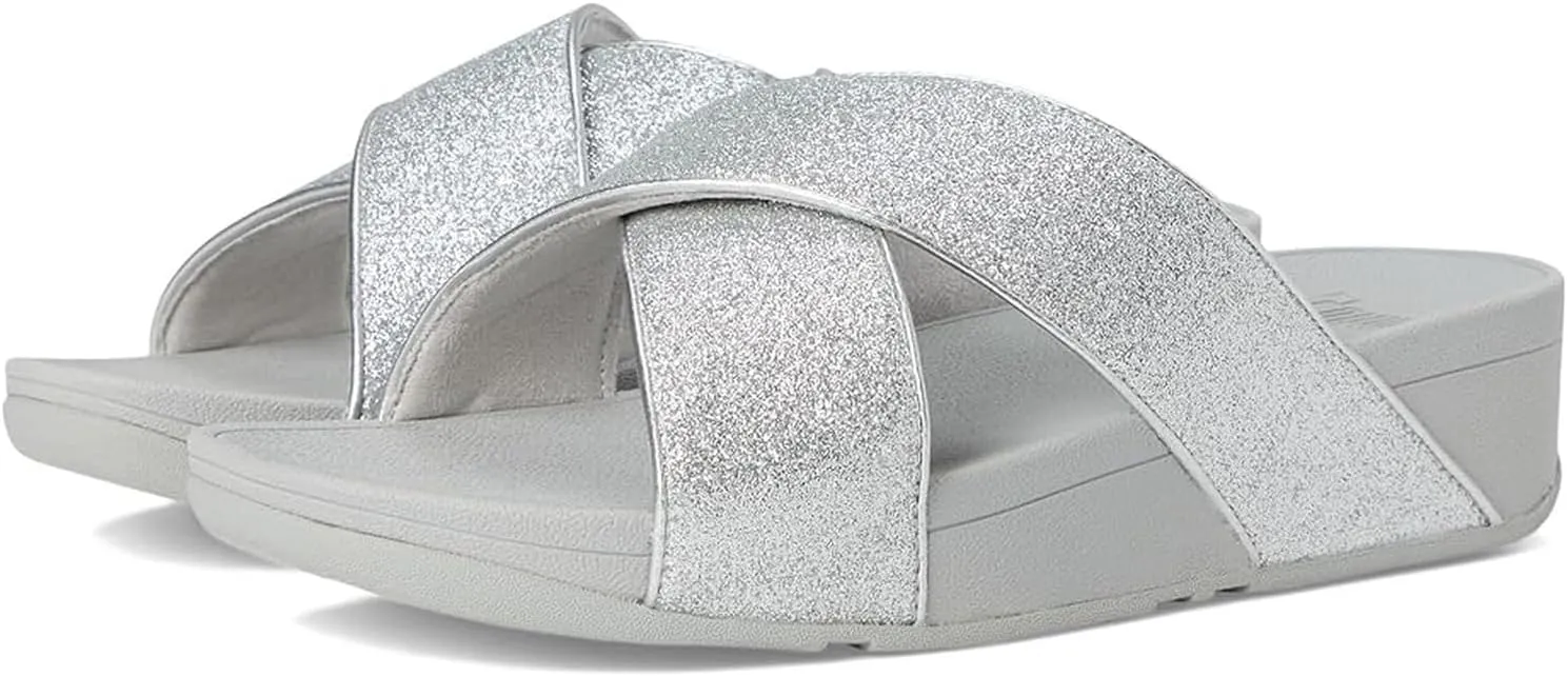 FitFlop Women's Lulu Glitterdust Cross Slides Wedge Sandal