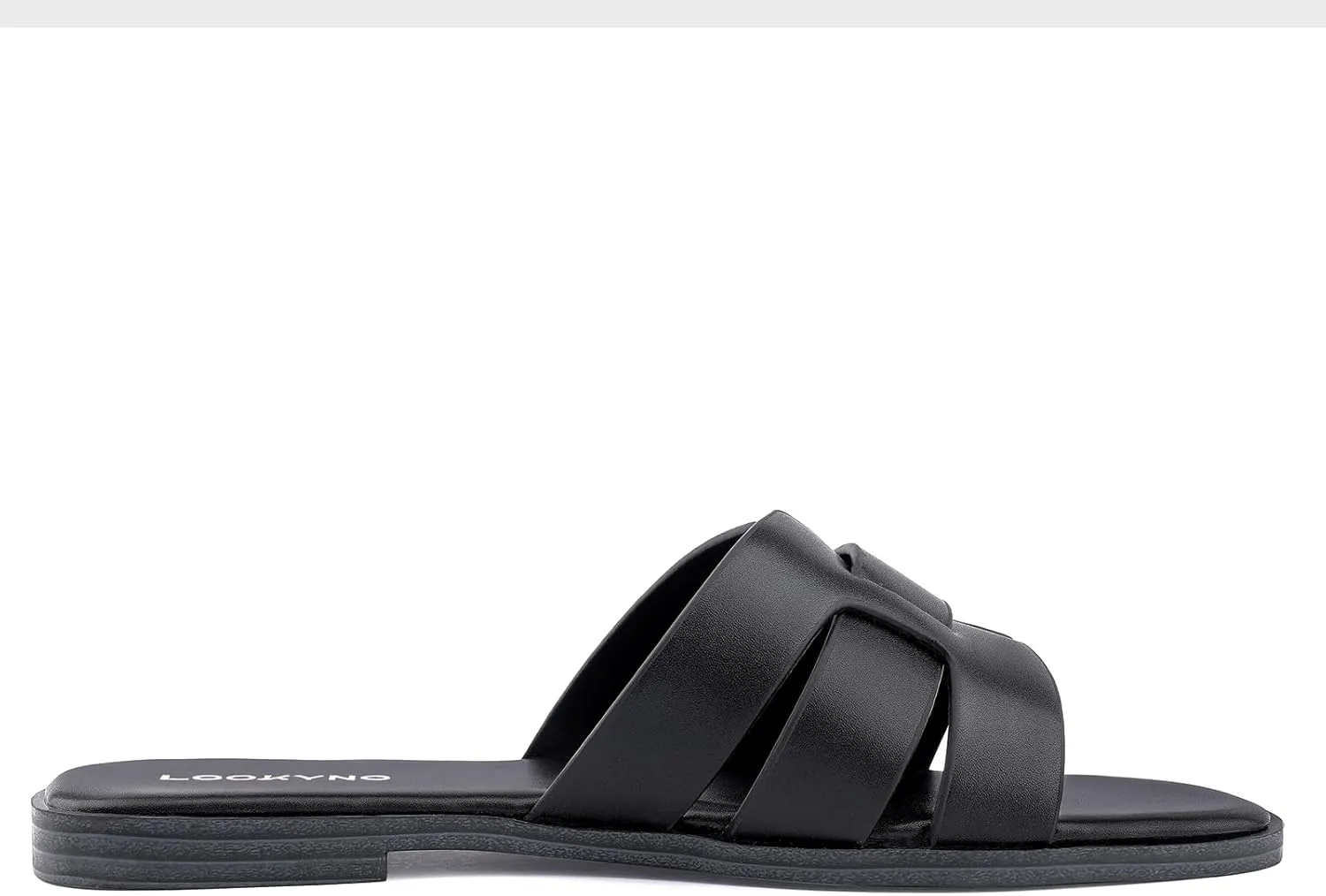 Flat Sandals for Women 2025 Dressy Summer Leather Slides with Square Open Toe
