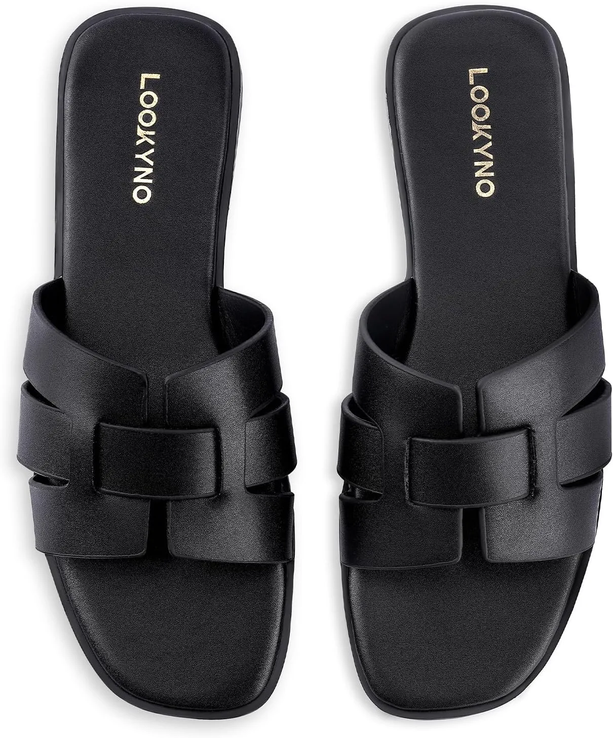 Flat Sandals for Women 2025 Dressy Summer Leather Slides with Square Open Toe