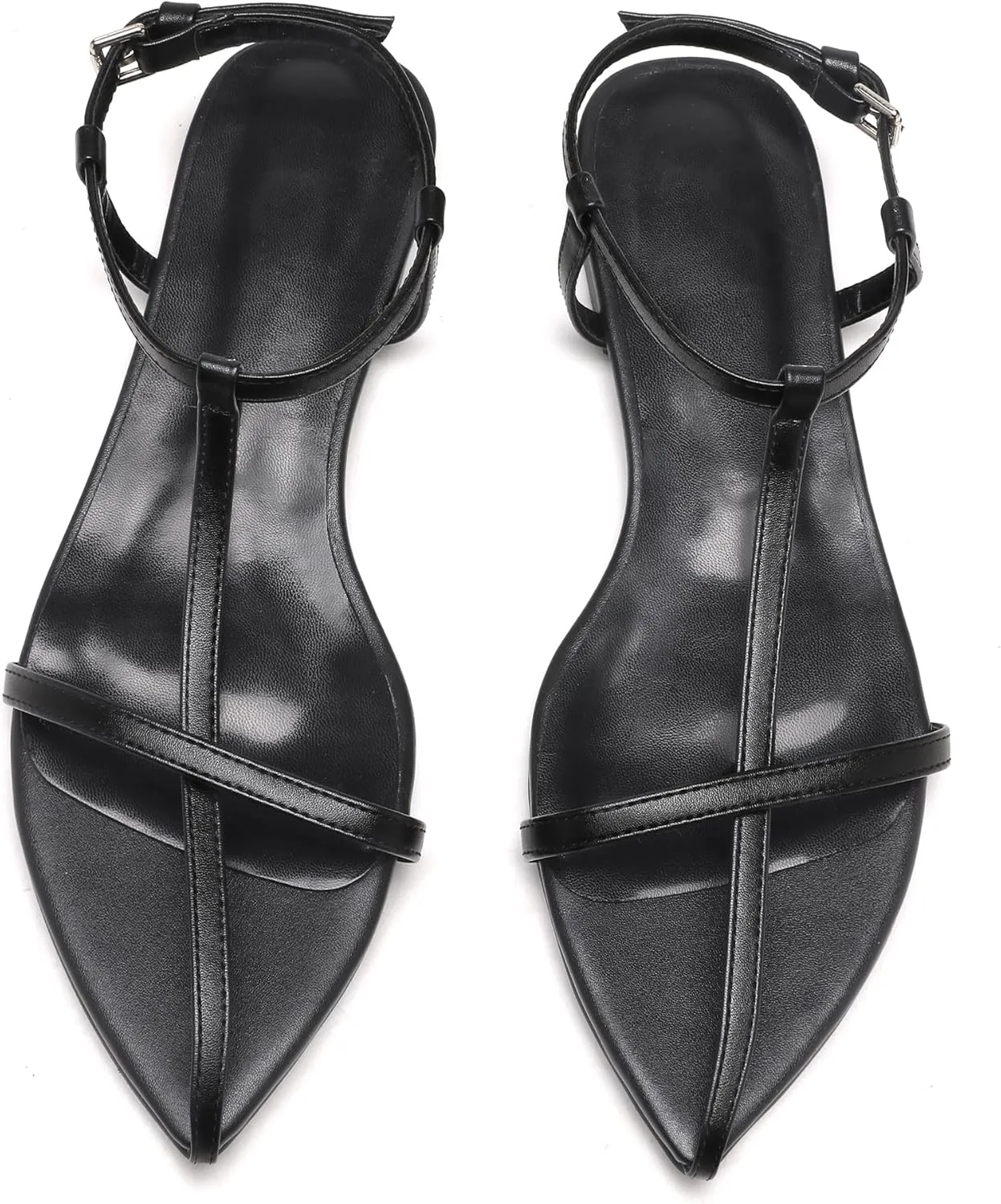 Flat Sandals for Women with Metal Buckle Ankle Strappy Ladies Fashion Slide Sandals Comfortable Summer Open Toe Women Sandals Dressy.