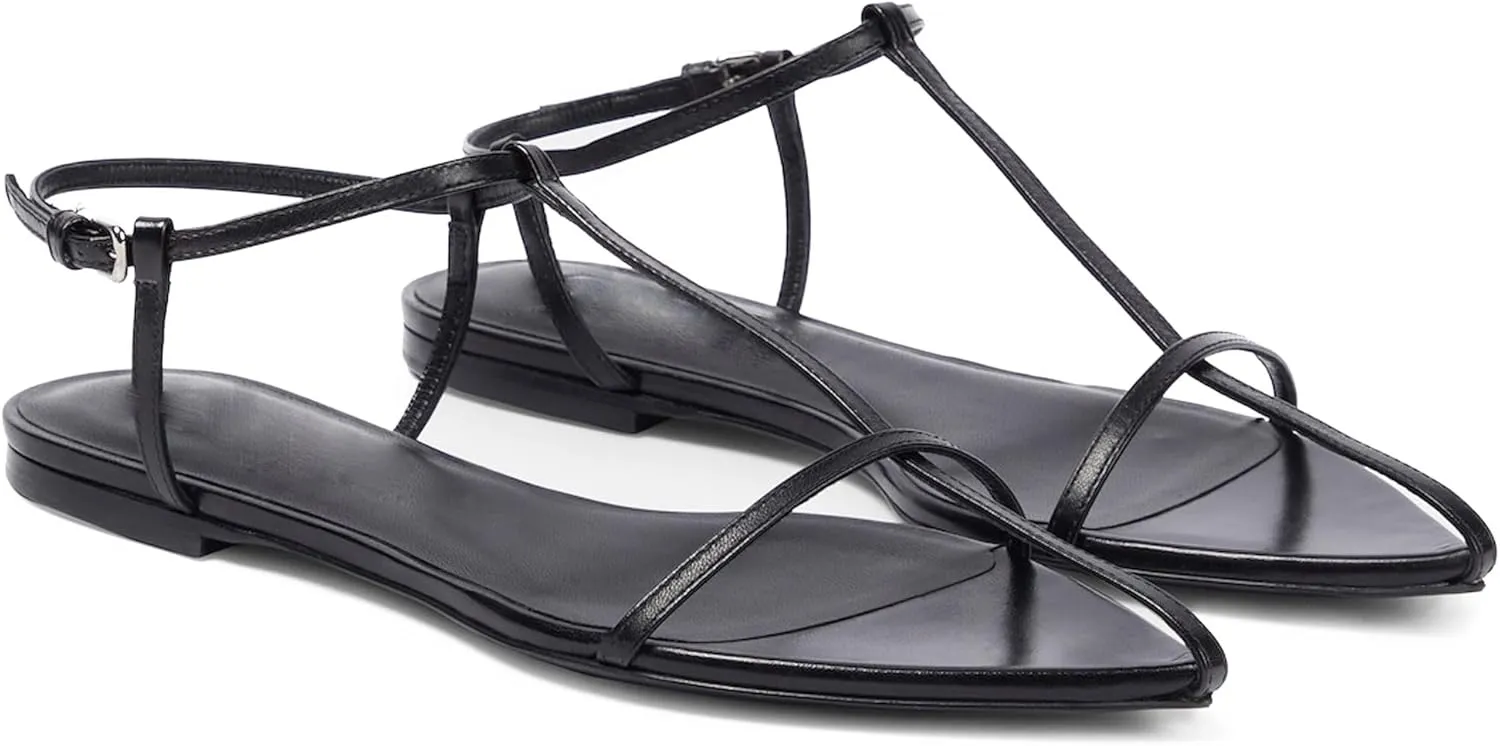 Flat Sandals for Women with Metal Buckle Ankle Strappy Ladies Fashion Slide Sandals Comfortable Summer Open Toe Women Sandals Dressy.