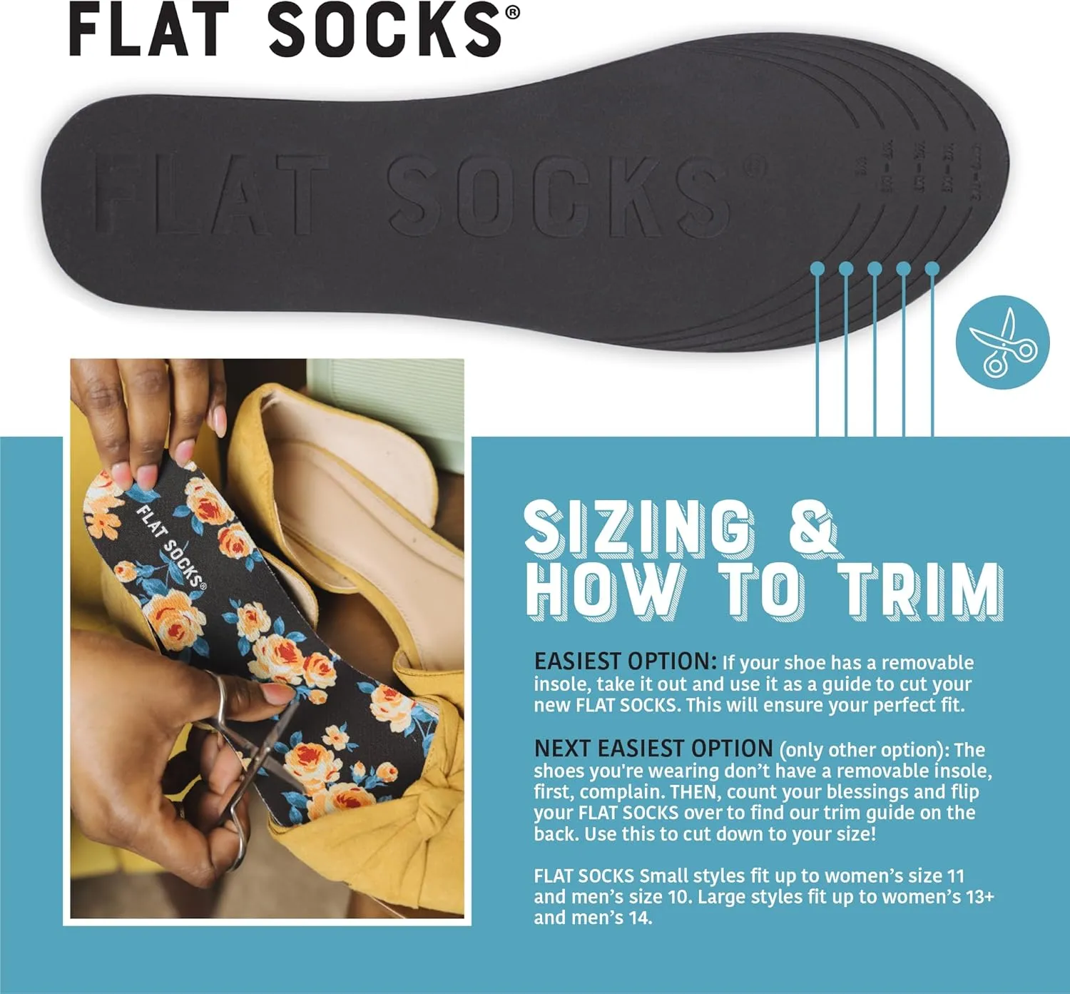 FLAT SOCKS Womens No Show Socks, Sockless Shoe Liner, No Slipping, No Stinking, Washable Barefoot Shoe Insert, Classic
