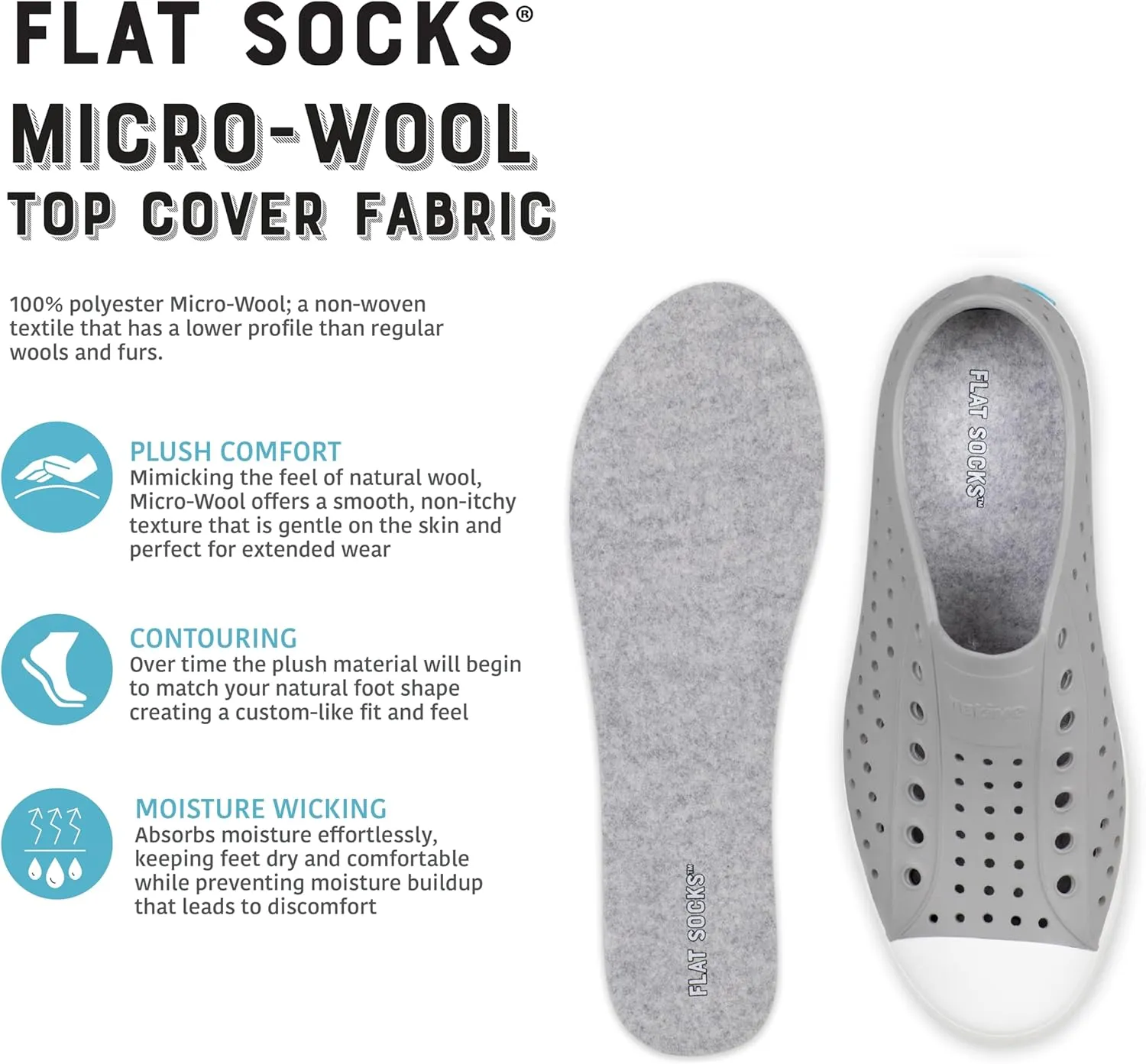 FLAT SOCKS Womens No Show Socks, Sockless Shoe Liner, No Slipping, No Stinking, Washable Barefoot Shoe Insert, Classic