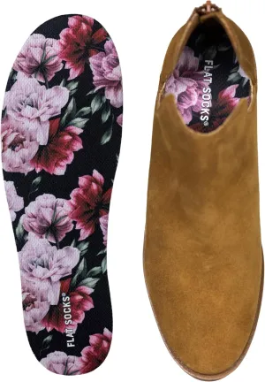 FLAT SOCKS Womens No Show Socks, Sockless Shoe Liner, No Slipping, No Stinking, Washable Barefoot Shoe Insert, Floral Print