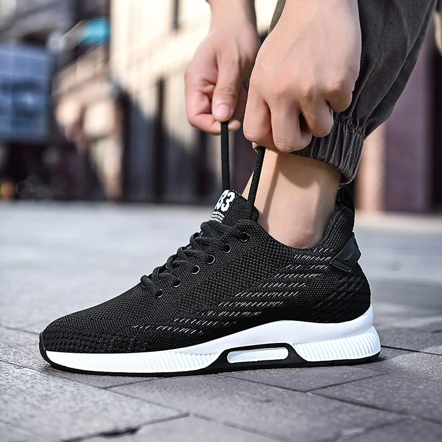 FLIOZY Elevator Sneakers 2.36 Inches Men's Invisible Height Increasing Elevator Shoes Lace up Sports Sneakers Casual Walking Shoes