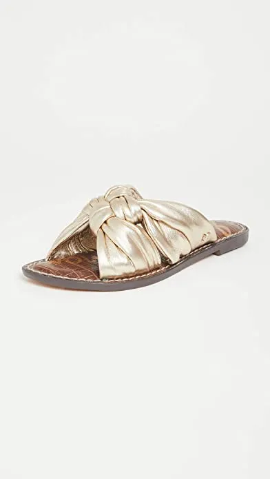 Footbed Cushioned Edelman Competitive pricing Gold Garson Molten Stylish Smart-enabled Flat Comfort Sandals Sam