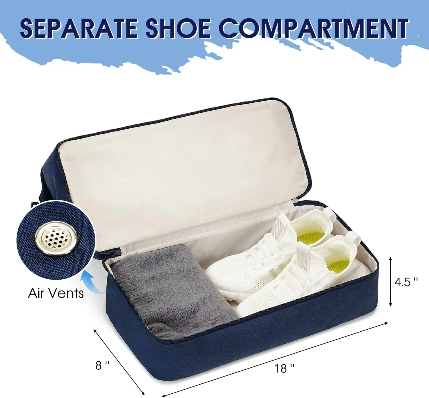For Spirit Airlines 18x14x8 Personal Item Bag Underseat Carry On Bag with Wet Pocket & Shoe Compartment & USB Charging Port