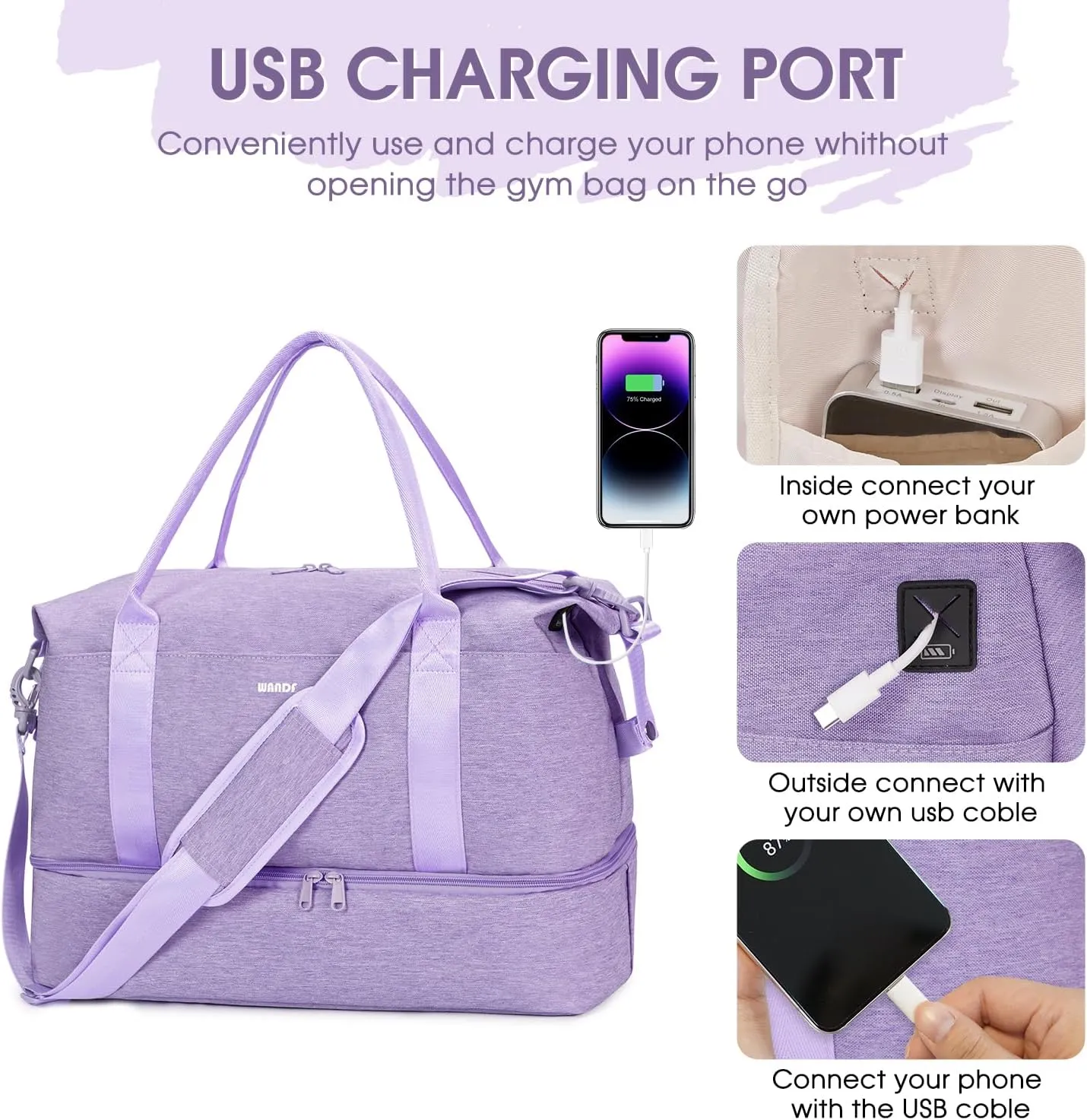For Spirit Airlines 18x14x8 Personal Item Bag Underseat Carry On Bag with Wet Pocket & Shoe Compartment & USB Charging Port