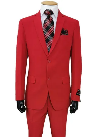 Fortino Landi Red 2-Button Slim-Fit Poplin Suit