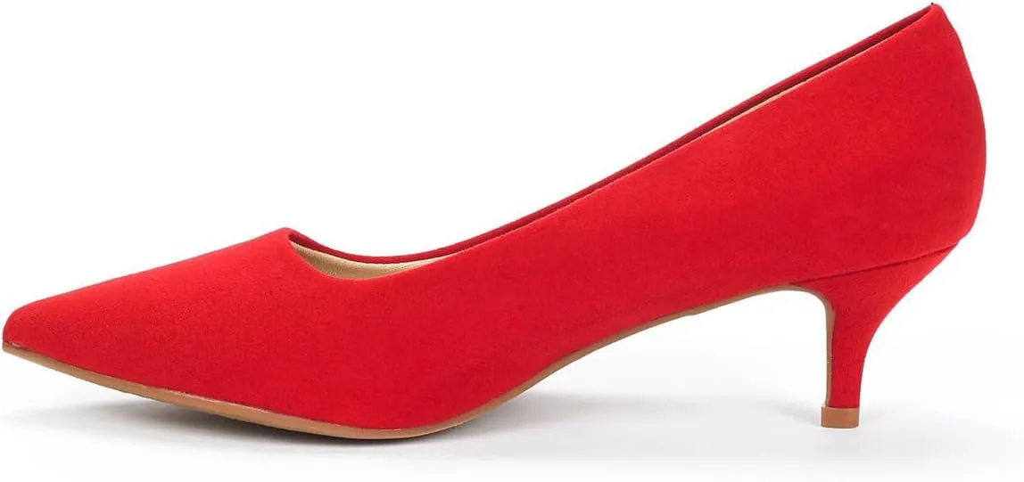 FOWT Women Pointed Toe Slip On Pumps Classic Kitten Low Heels Comfy Daily Shopping Outdoor Street Dress Shoes Size 4-16 US