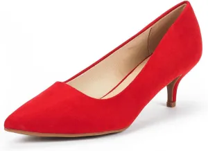 FOWT Women Pointed Toe Slip On Pumps Classic Kitten Low Heels Comfy Daily Shopping Outdoor Street Dress Shoes Size 4-16 US