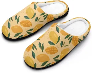 Fruit of Mango And Leaves Pattern Slippers for Women Girls Soft Indoor Outdoor Winter Warm Comfy House Bedroom Slippers
