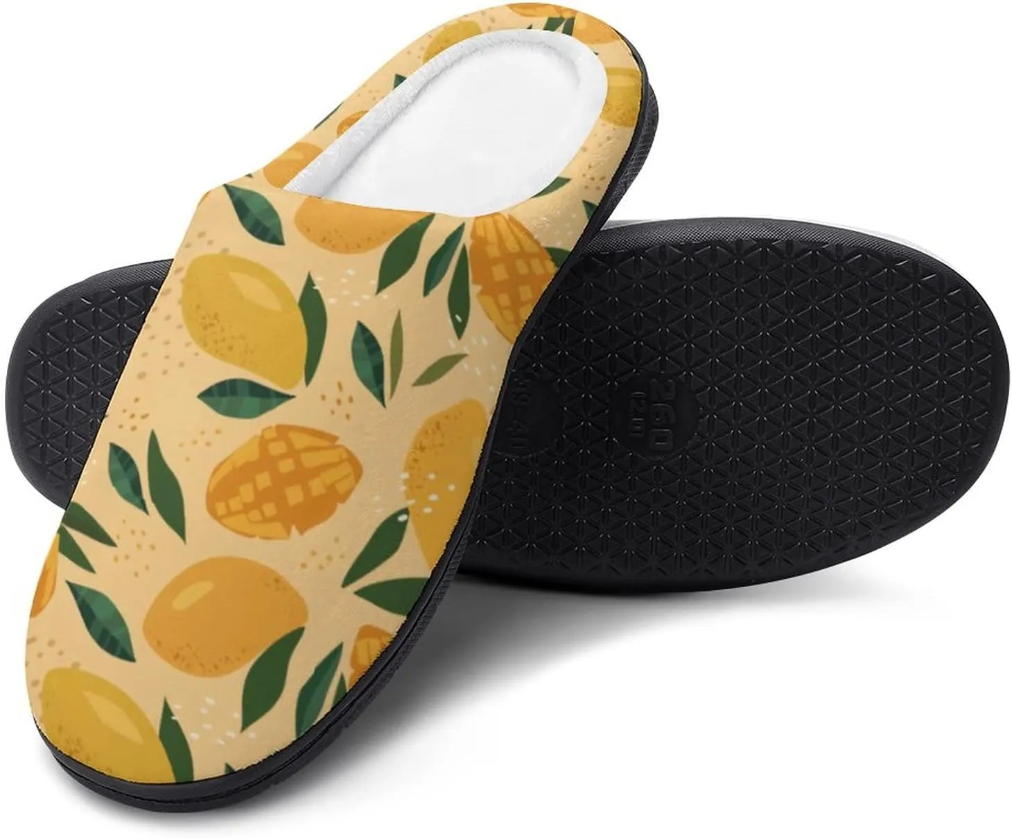 Fruit of Mango And Leaves Pattern Slippers for Women Girls Soft Indoor Outdoor Winter Warm Comfy House Bedroom Slippers