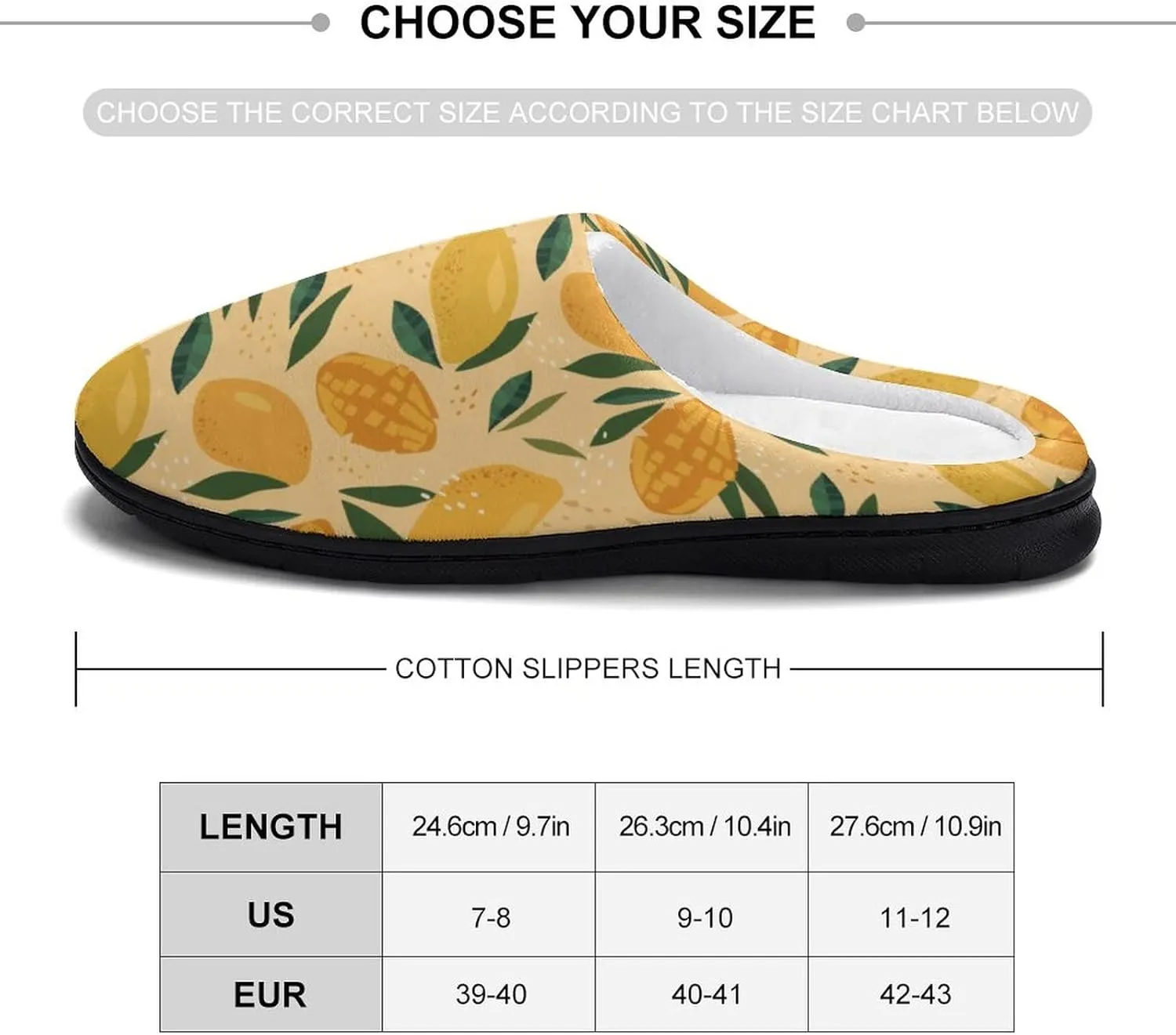 Fruit of Mango And Leaves Pattern Slippers for Women Girls Soft Indoor Outdoor Winter Warm Comfy House Bedroom Slippers