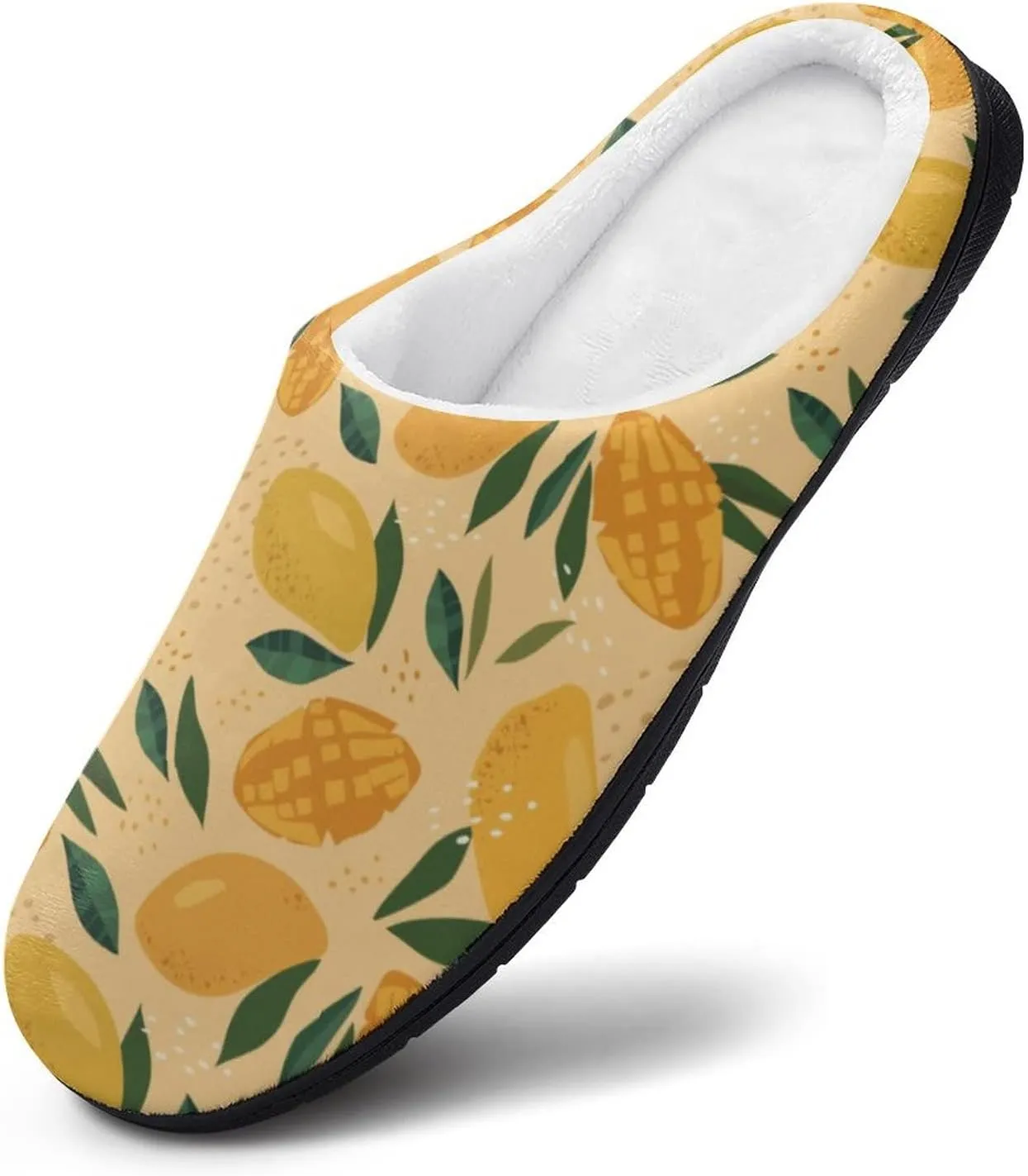 Fruit of Mango And Leaves Pattern Slippers for Women Girls Soft Indoor Outdoor Winter Warm Comfy House Bedroom Slippers
