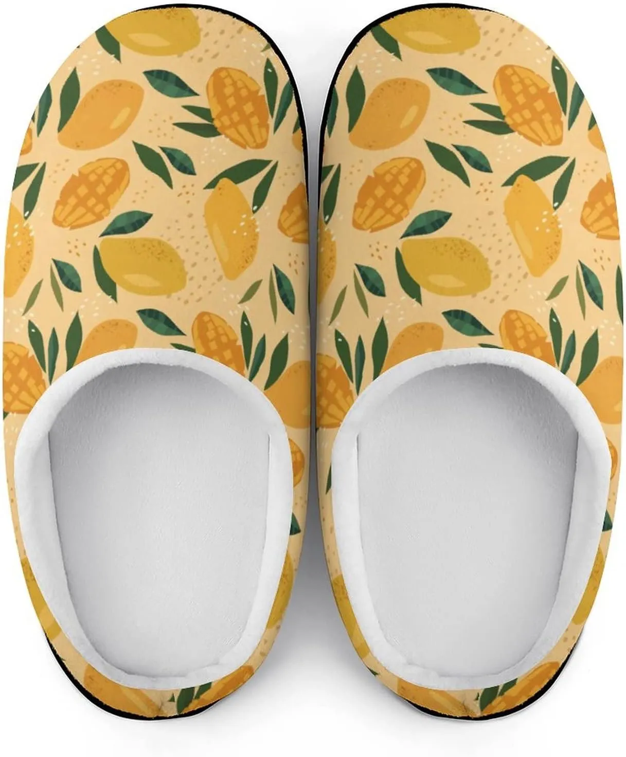 Fruit of Mango And Leaves Pattern Slippers for Women Girls Soft Indoor Outdoor Winter Warm Comfy House Bedroom Slippers