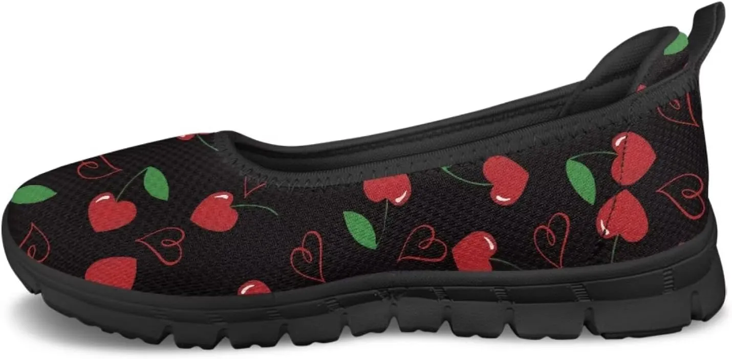 Fruit Print Shoes for Women Slip On Low Cut Loafer Flats Mesh Non Slip Indoor Outdoor Comfortable Shoes for Everyday Wear