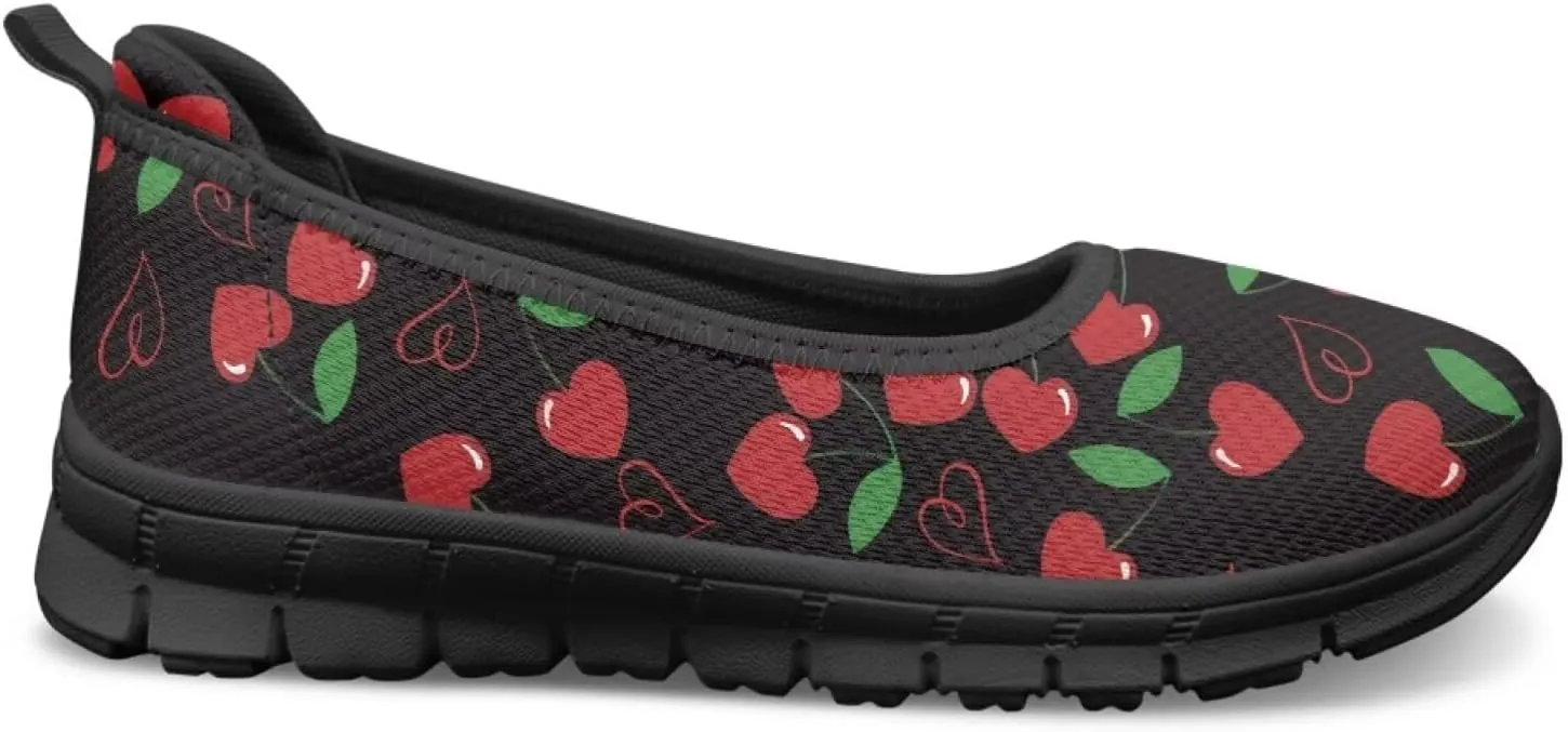 Fruit Print Shoes for Women Slip On Low Cut Loafer Flats Mesh Non Slip Indoor Outdoor Comfortable Shoes for Everyday Wear