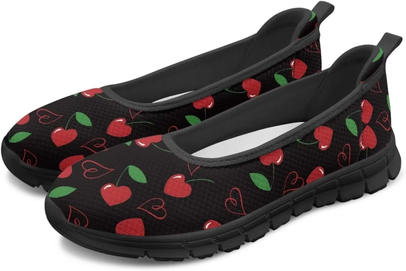 Fruit Print Shoes for Women Slip On Low Cut Loafer Flats Mesh Non Slip Indoor Outdoor Comfortable Shoes for Everyday Wear