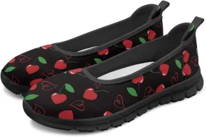 Fruit Print Shoes for Women Slip On Low Cut Loafer Flats Mesh Non Slip Indoor Outdoor Comfortable Shoes for Everyday Wear