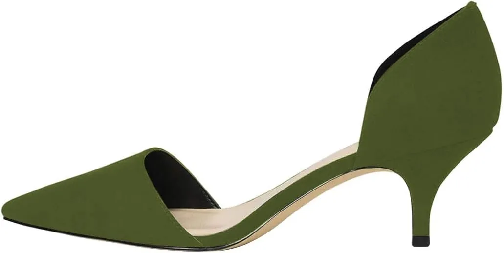 FSJ Women D'Orsay Comfy Medium Kitten Heels Closed Pointed Toe Classic Slip On Business Pumps Size 4-15 M US