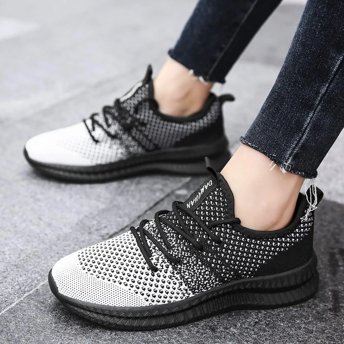 FUJEAK Men Running Shoes Men Casual Breathable Walking Shoes Sport Athletic Sneakers Gym Tennis Slip On Comfortable Lightweight Shoes