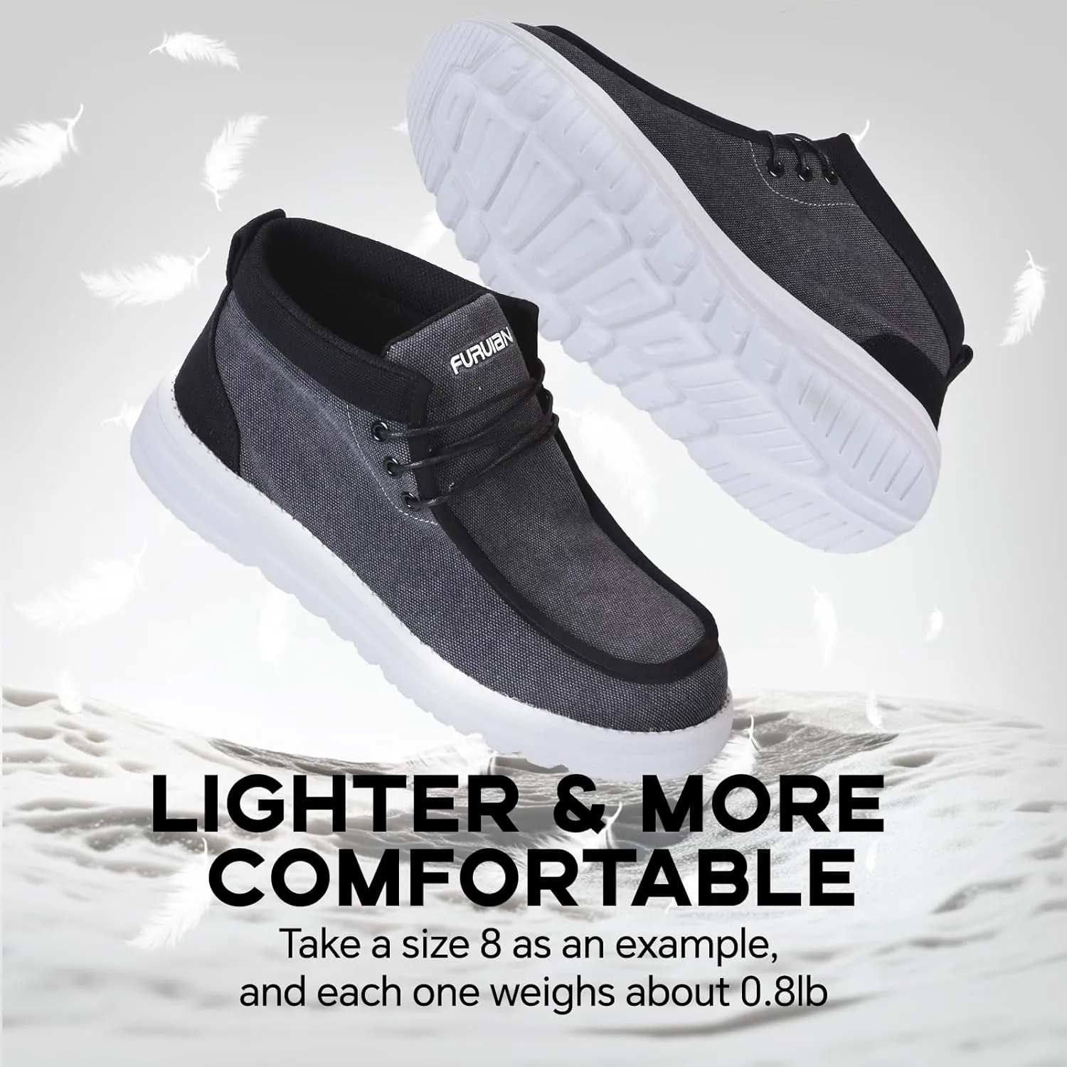 Furuian Steel Toe Shoes for Men High-top Safety Shoes for Men Lightweight Work Boots Canvas Steel Toe Sneakers Comfortable Work Loafers Zapatos De Trabajo para Hombres