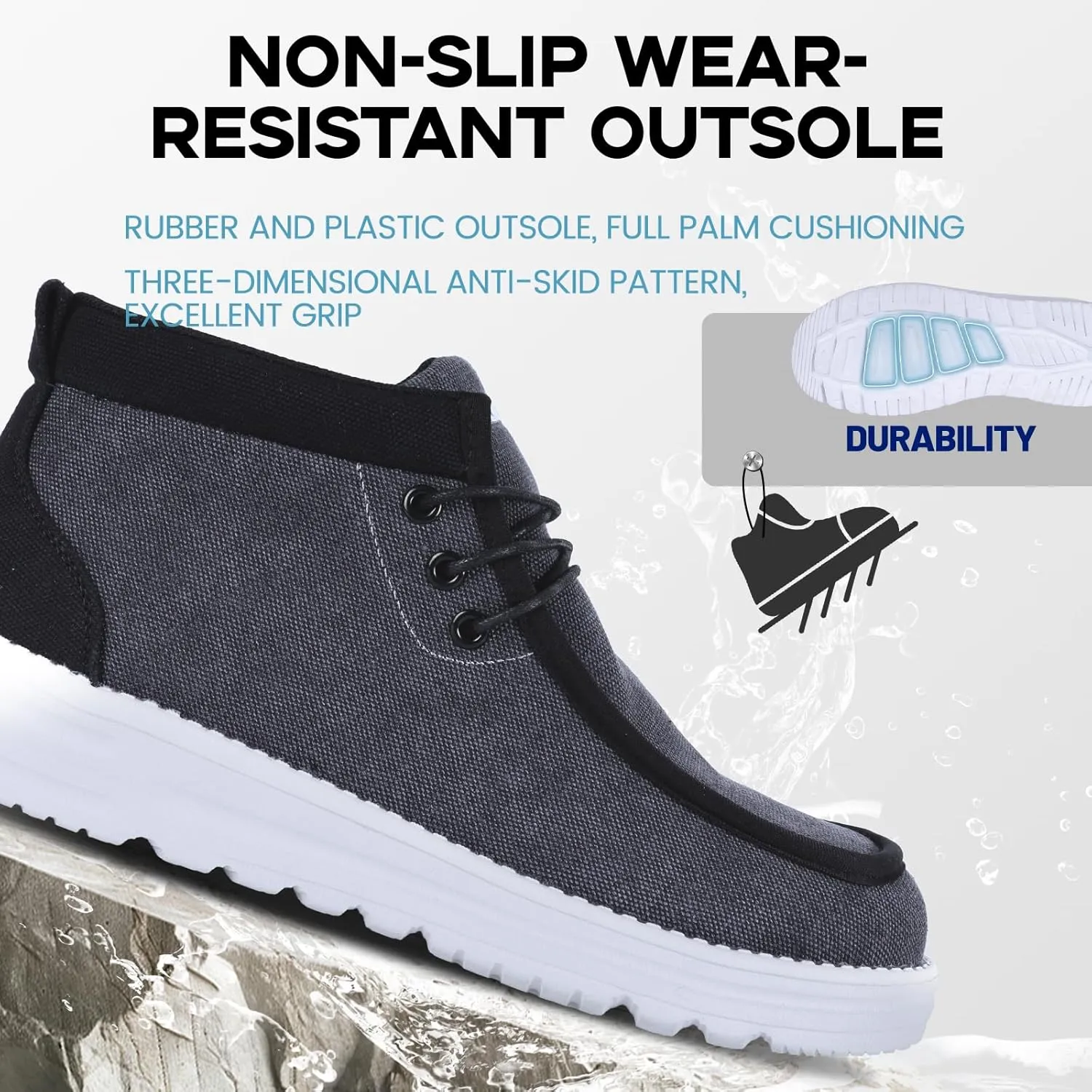 Furuian Steel Toe Shoes for Men High-top Safety Shoes for Men Lightweight Work Boots Canvas Steel Toe Sneakers Comfortable Work Loafers Zapatos De Trabajo para Hombres