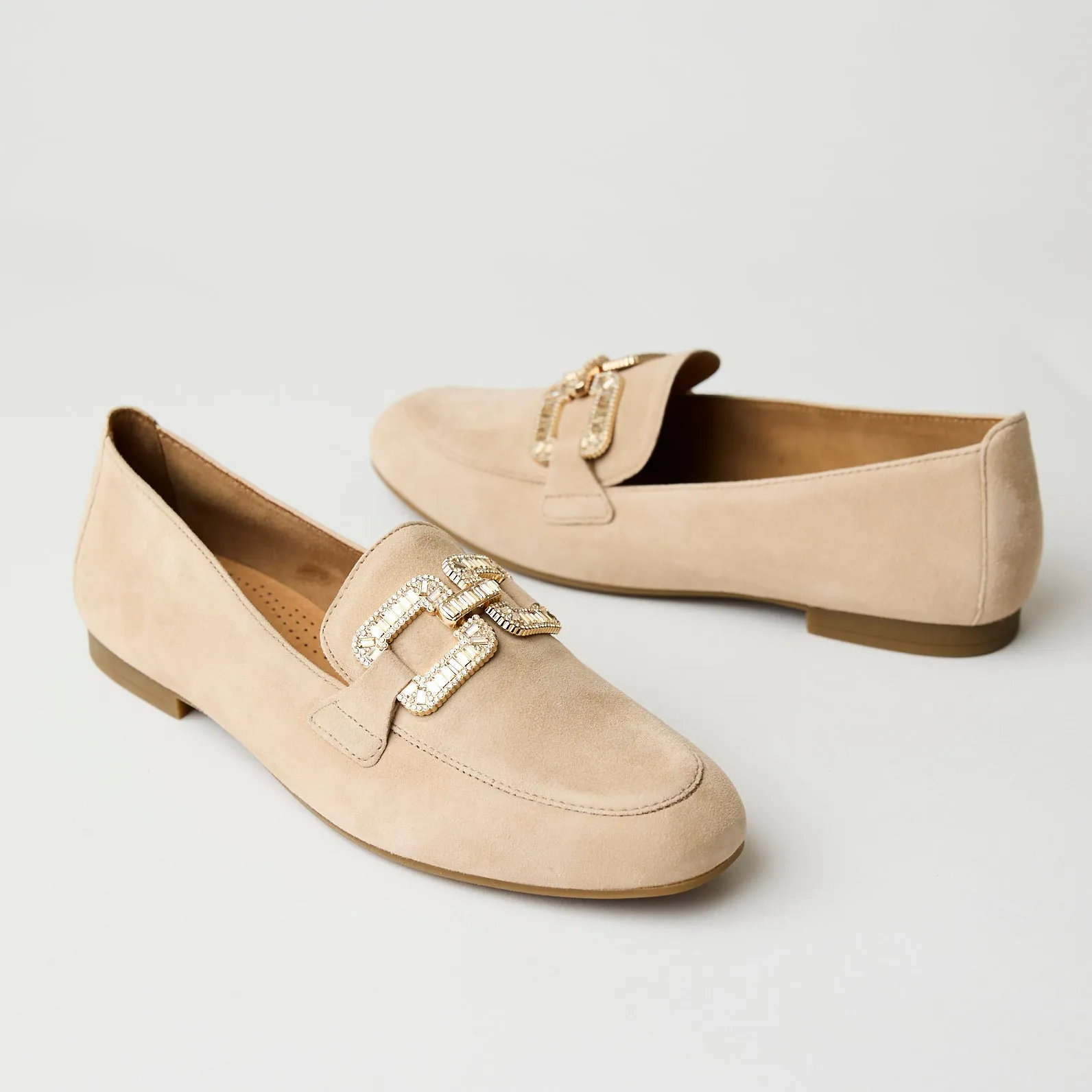 Gabor Beige Suede Leather Loafers