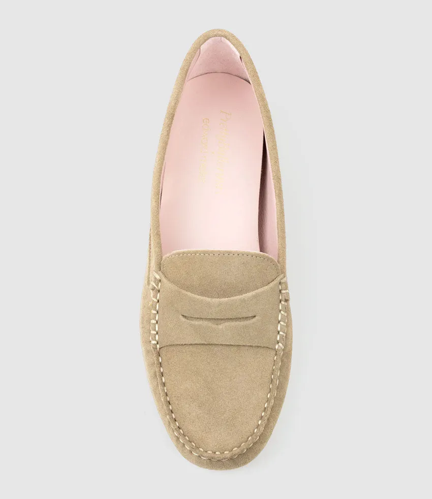 GAMET Loafer with Stitching in Sand Suede