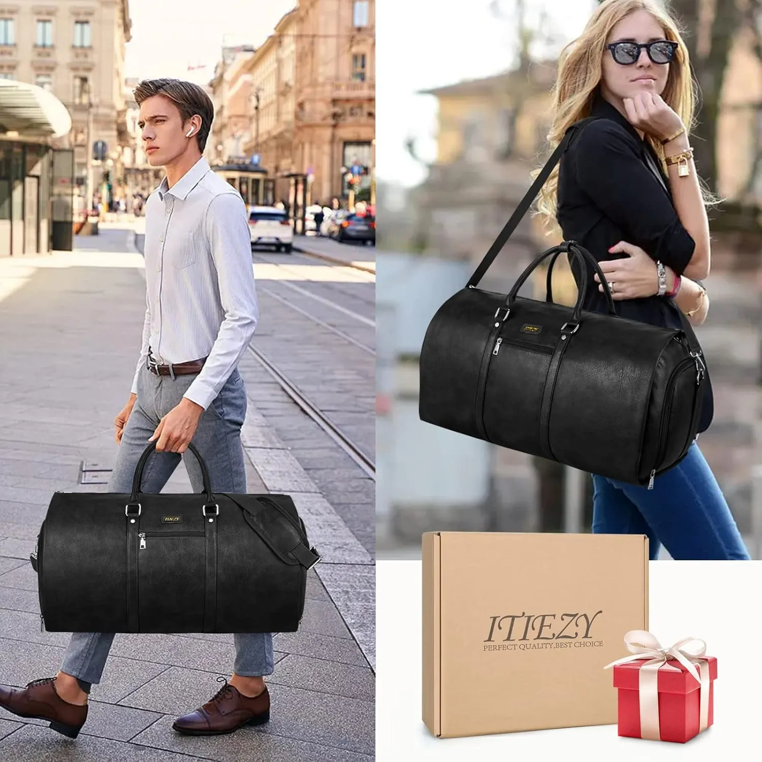 Garment Bag for Travel, Convertible Carry on Garment Duffel Bag for Men 3Pcs Weekender Bag 2 in 1 Hanging Suitcase Suit Bag
