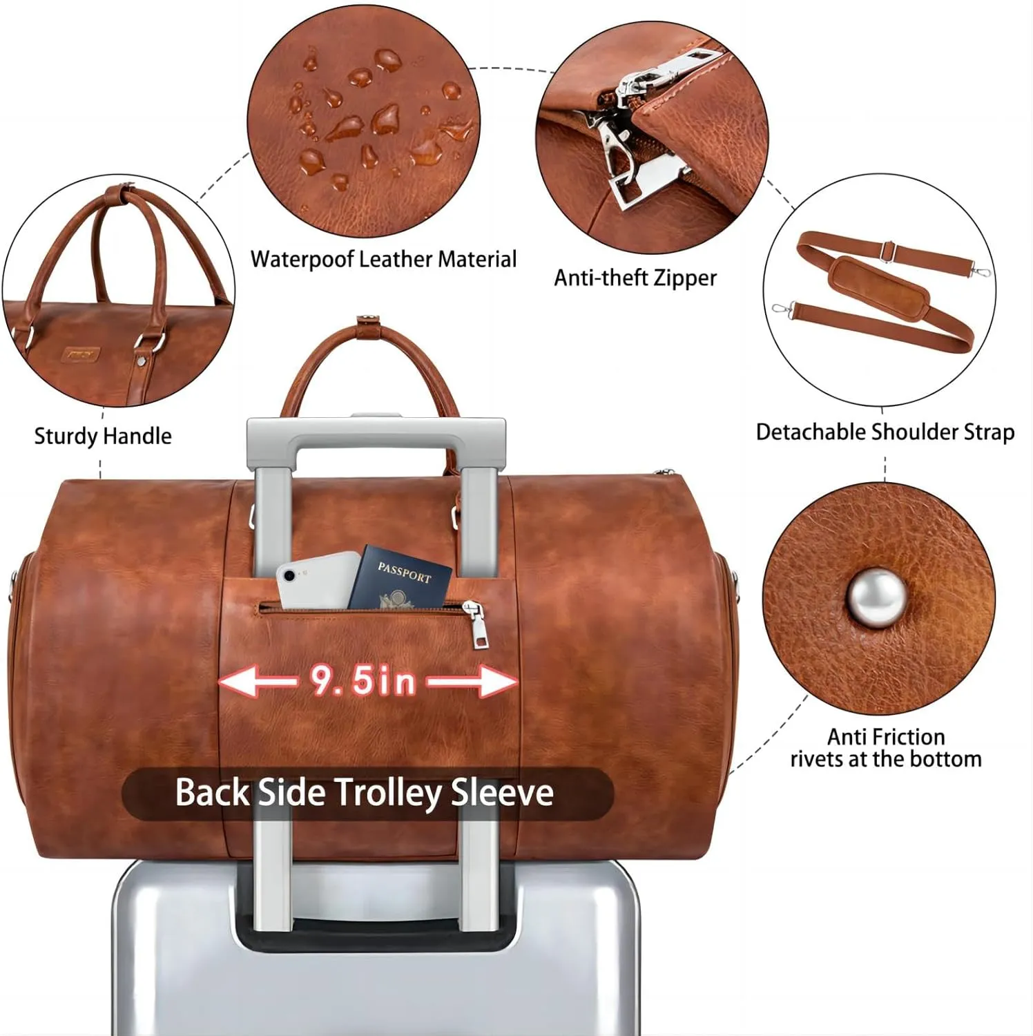 Garment Bag for Travel, Convertible Carry on Garment Duffel Bag for Men 3Pcs Weekender Bag 2 in 1 Hanging Suitcase Suit Bag