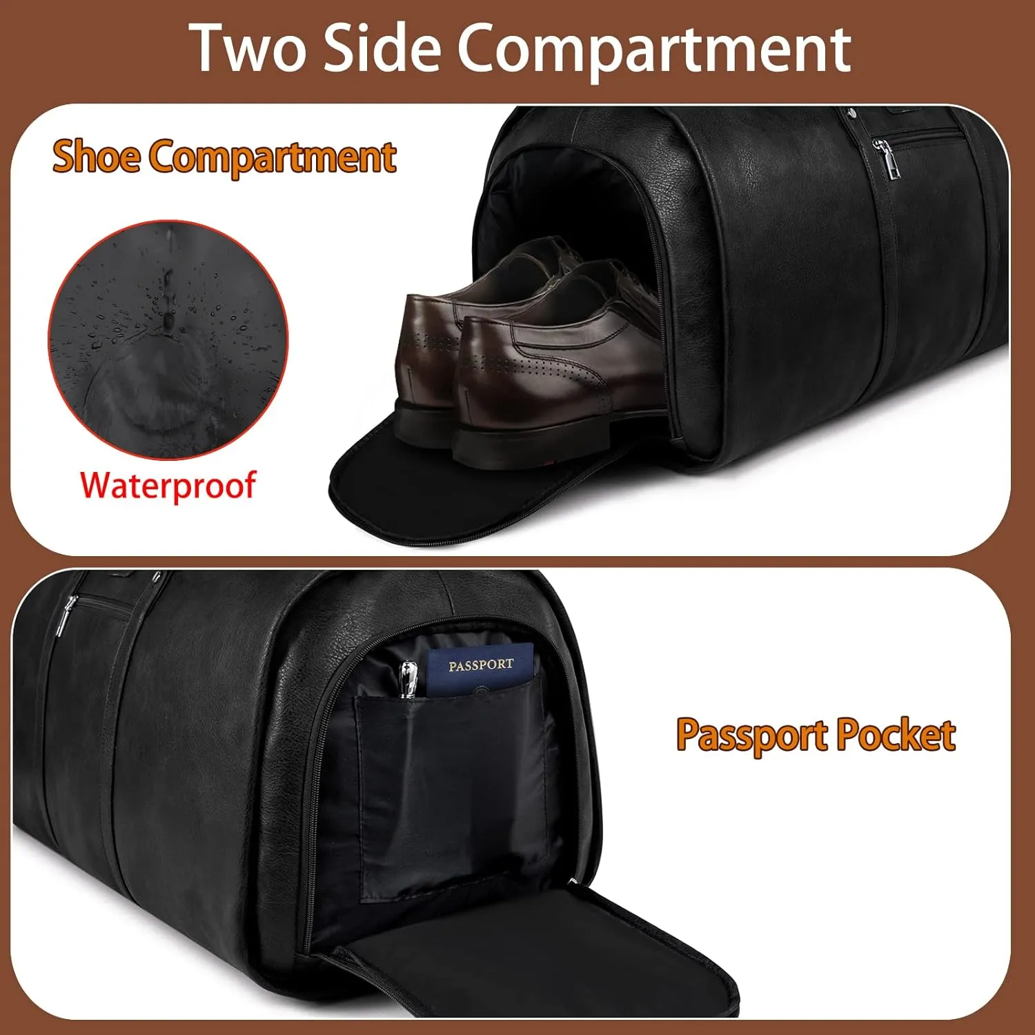 Garment Bag for Travel, Convertible Carry on Garment Duffel Bag for Men 3Pcs Weekender Bag 2 in 1 Hanging Suitcase Suit Bag