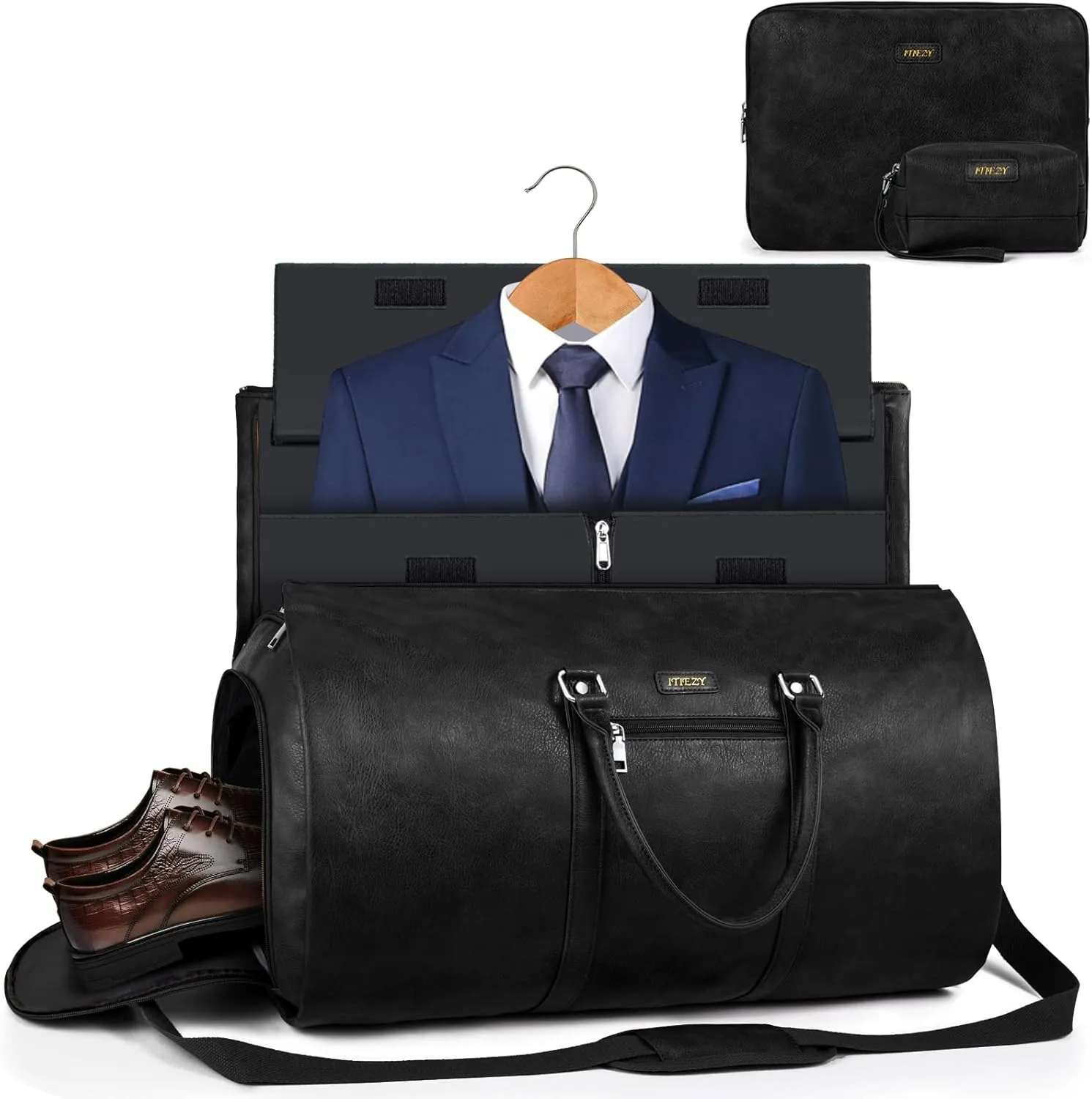 Garment Bag for Travel, Convertible Carry on Garment Duffel Bag for Men 3Pcs Weekender Bag 2 in 1 Hanging Suitcase Suit Bag