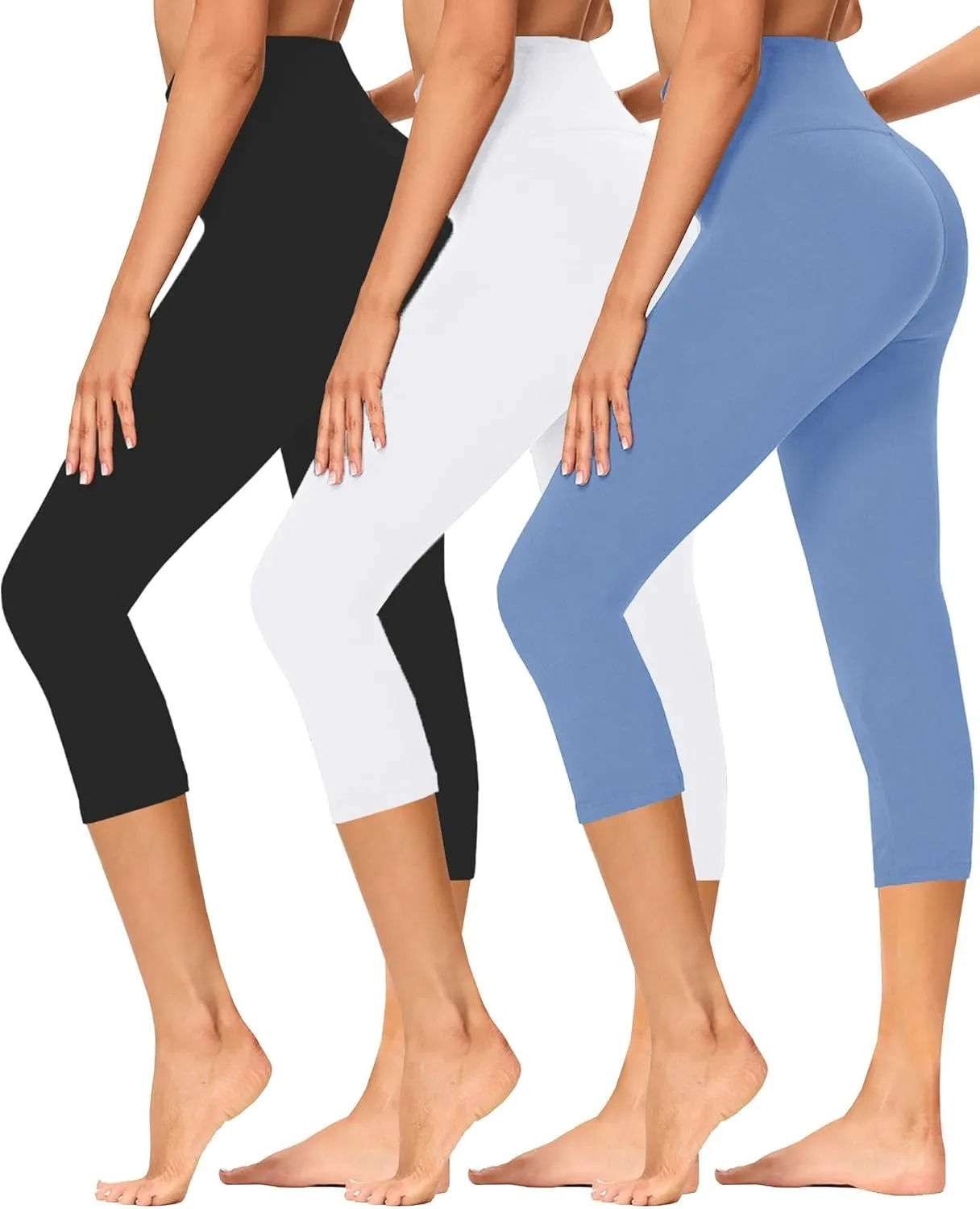 GAYHAY High Waisted Capri Leggings for Women - Soft Slim Yoga Pants for Running Cycling Workout