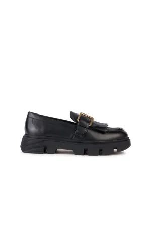 Geox Kadın Siyah Vilde Deri Maskülen Loafer