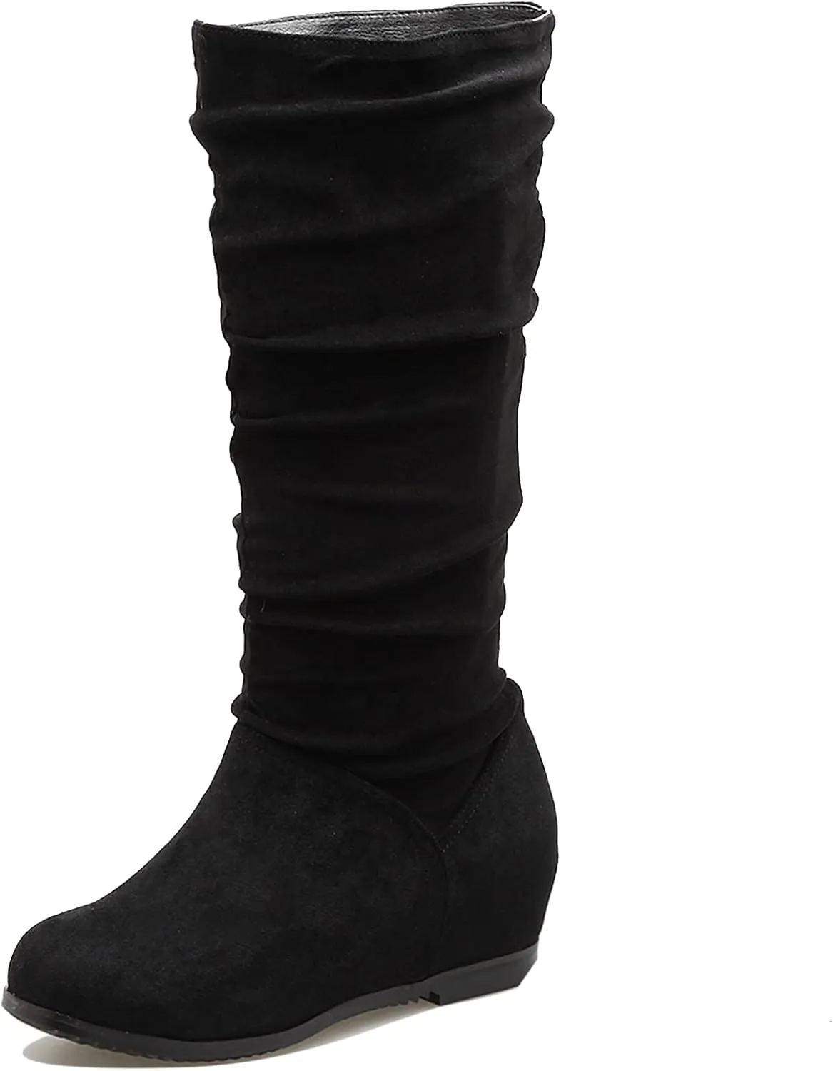 Gicoiz Women Slip On Comfy Knee High Slouch Moccasin Boots