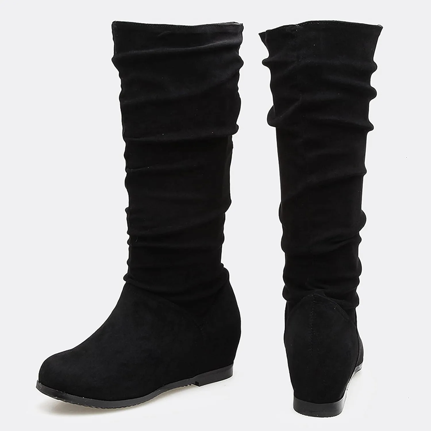 Gicoiz Women Slip On Comfy Knee High Slouch Moccasin Boots