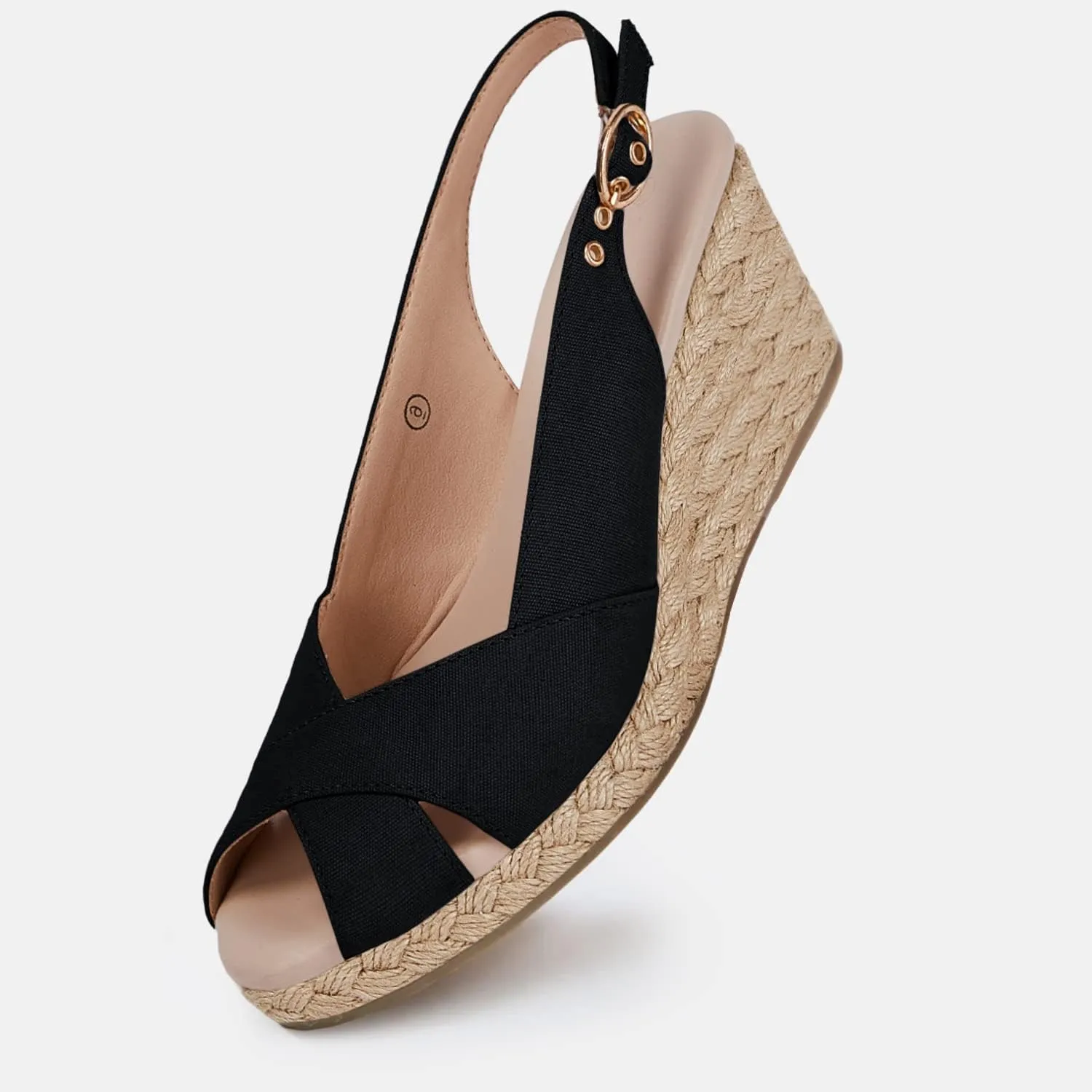gihubafuil Women's Platform Wedges Sandals Open Toe Buckle Slingback Espadrilles Cross Band Slip-on High Heels
