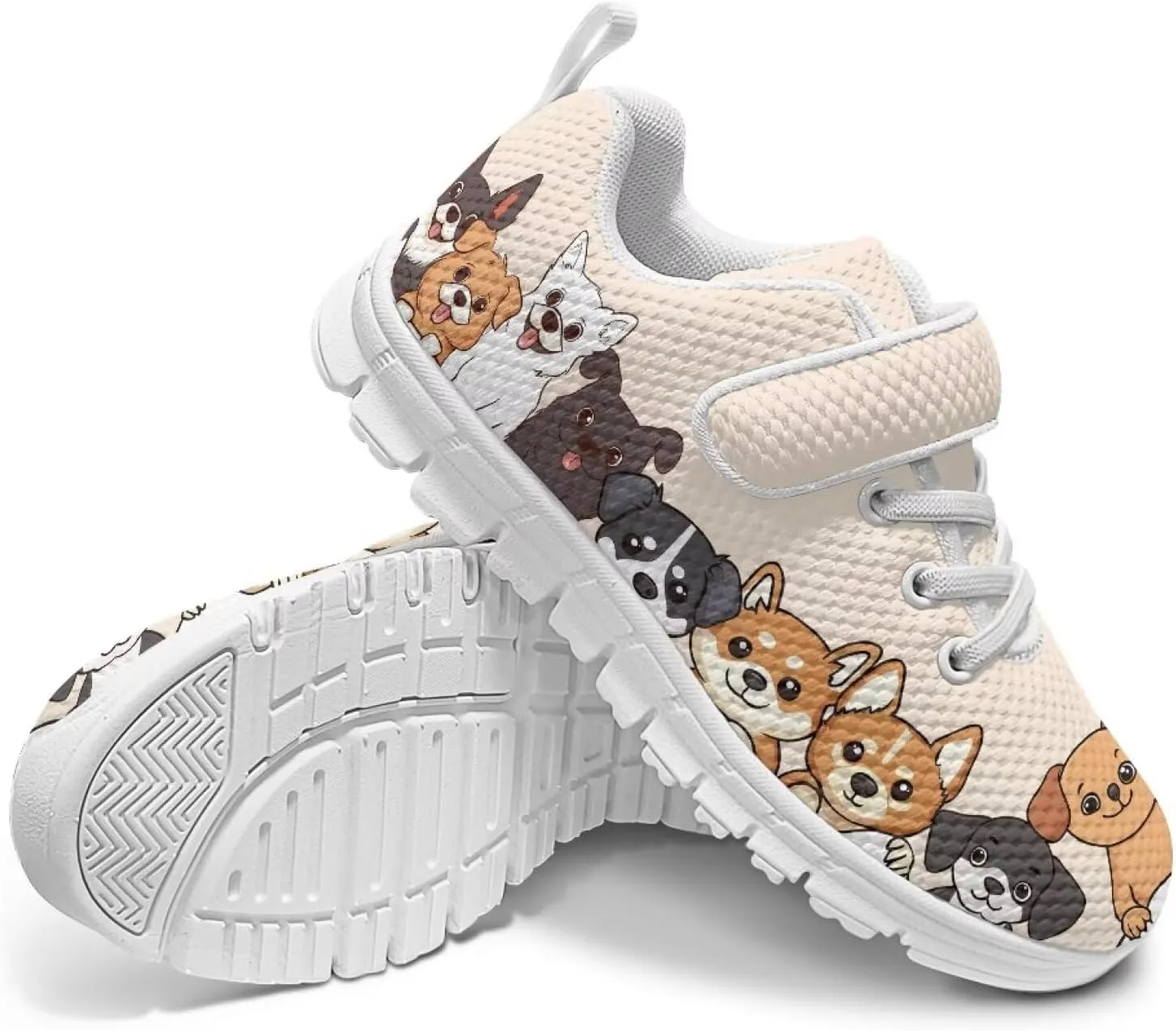 Girls' Athletic Shoes with Hook and Loop Kids Running Shoes for Travel