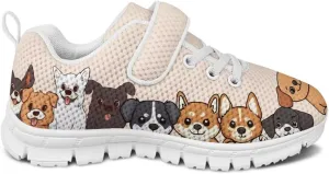 Girls' Athletic Shoes with Hook and Loop Kids Running Shoes for Travel