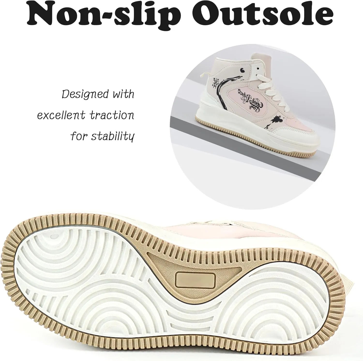 Girls High Top Sneaker Non Slip Casual Walking Lightweight Lace Up Sneakers for Little/Big Kid