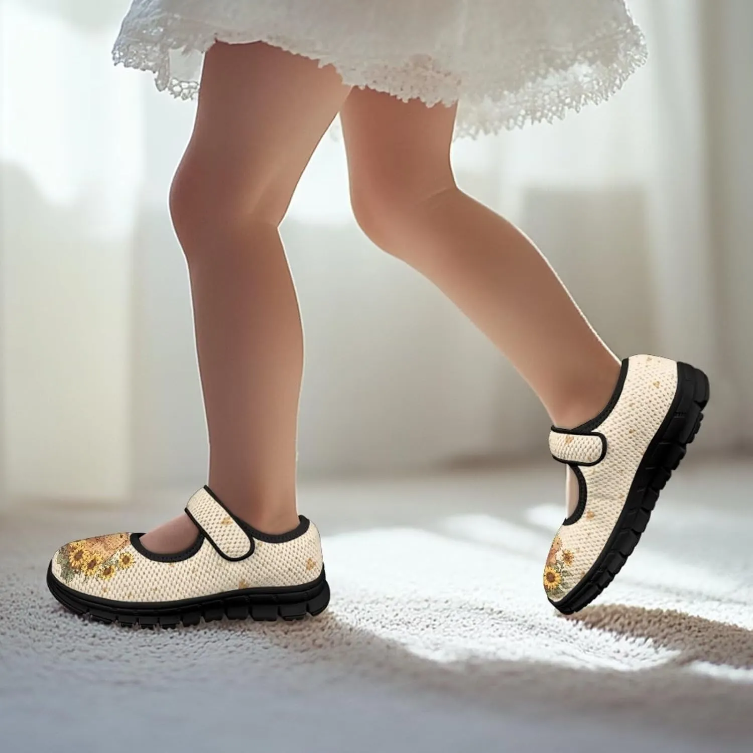 Girls Mary Jane Ballerina Princess Flats Shoes Slip-on School Party Dress Shoes with Hook and Loop