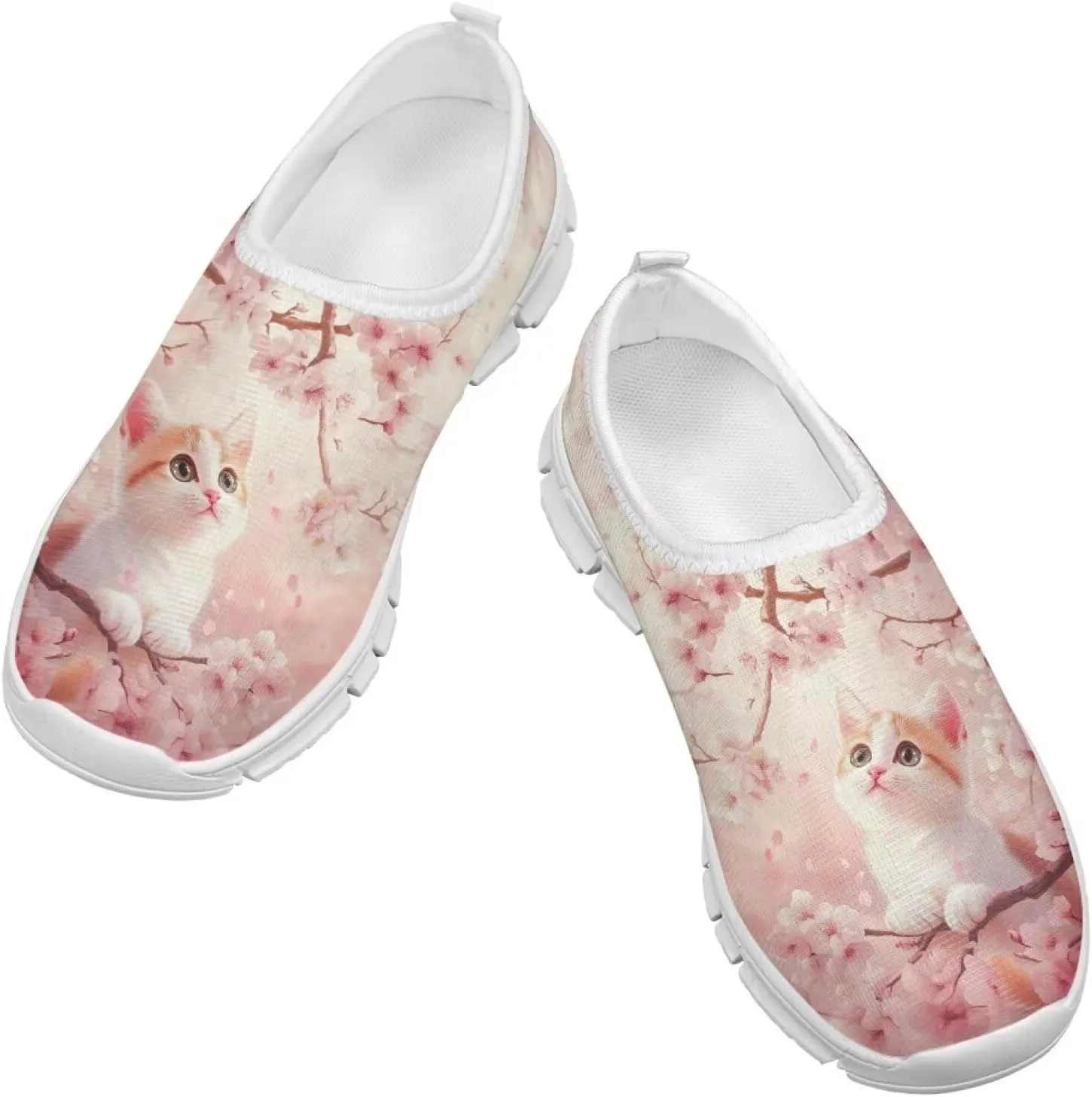 Girls Running Shoes Cute Kids Slip On Sneakers Cartoon Themed Tennis Shoes