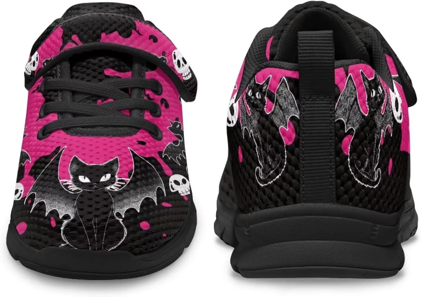 Girls Running Shoes with Hook and Loop Cute Print Kids Tennis Shoes for Outdoor Activities